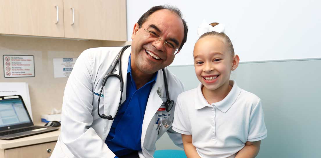 Smiling doctor and patient